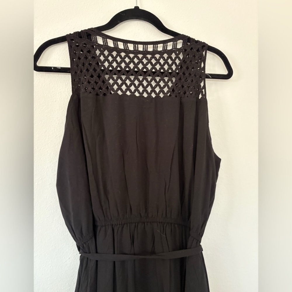 NWT City Chic Maxi Crochet Detail Black Tie Waist Dress Boho Style Bohemian - Picture 3 of 8